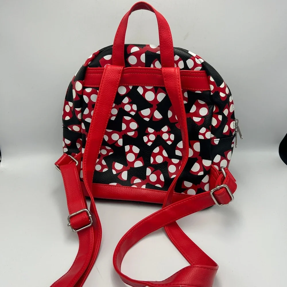 Disney Parks Minnie Mouse Polka Dot Bow Mini Backpack Red Black White Kids Twins